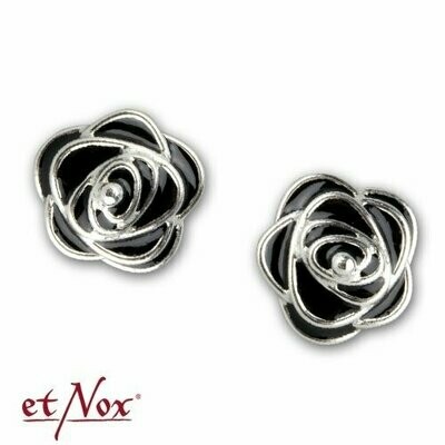 etNox Ohrstecker "Black Roses" 925 Silber + Emaille