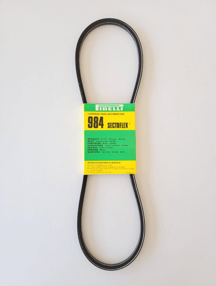 Correa ventilador RENAULT.SEAT.CHRYSLER.HISPAVINSA.PEGASO.PERKINS.SANTANA (pirelli 984)