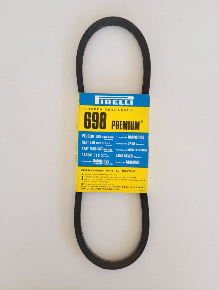 Correa ventilador SEAT.PEUGEOT.BARREIROS.SAVA.LAND ROVER.MATACAS.MERCEDES BENZ.PASSAT (pirelli 698)