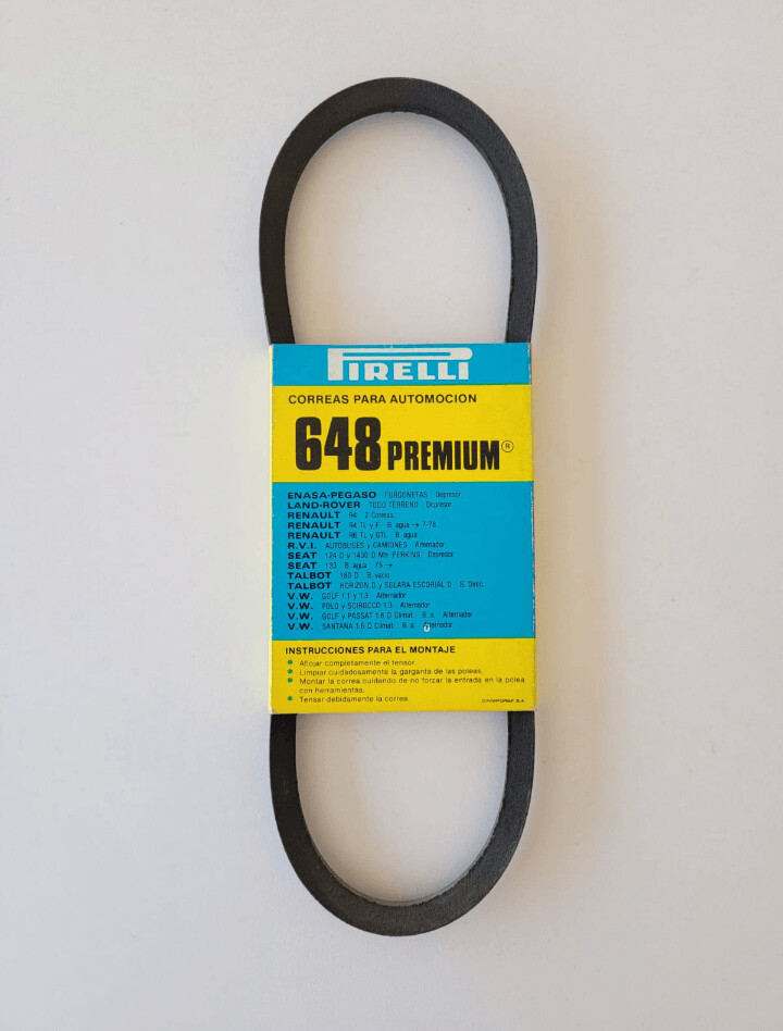 Correa ventilador RENAULT.SEAT.TALBOT.VOLKSWAGEN.LAND ROVER.ENASA-PEGASO.RVI (pirelli 648)