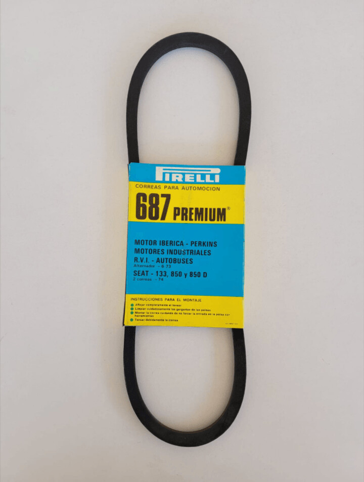 Correa ventilador SEAT 850.133.MOTOR IBERICA-PERKINS.RVI (pirelli 687)