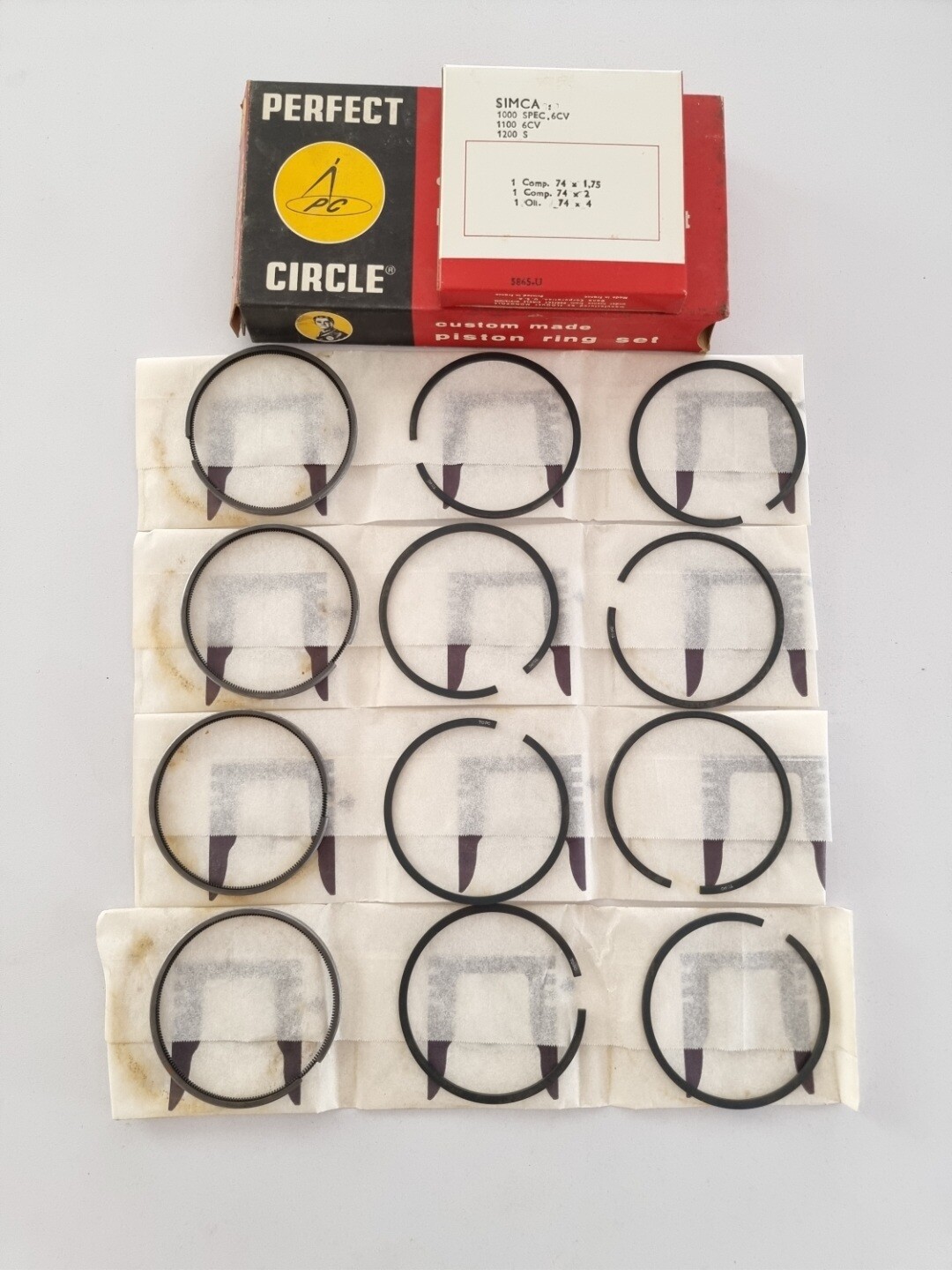 Juego segmentos 74 Std SIMCA 1000.SIMCA 1100.SIMCA 1200 (perfect circle)