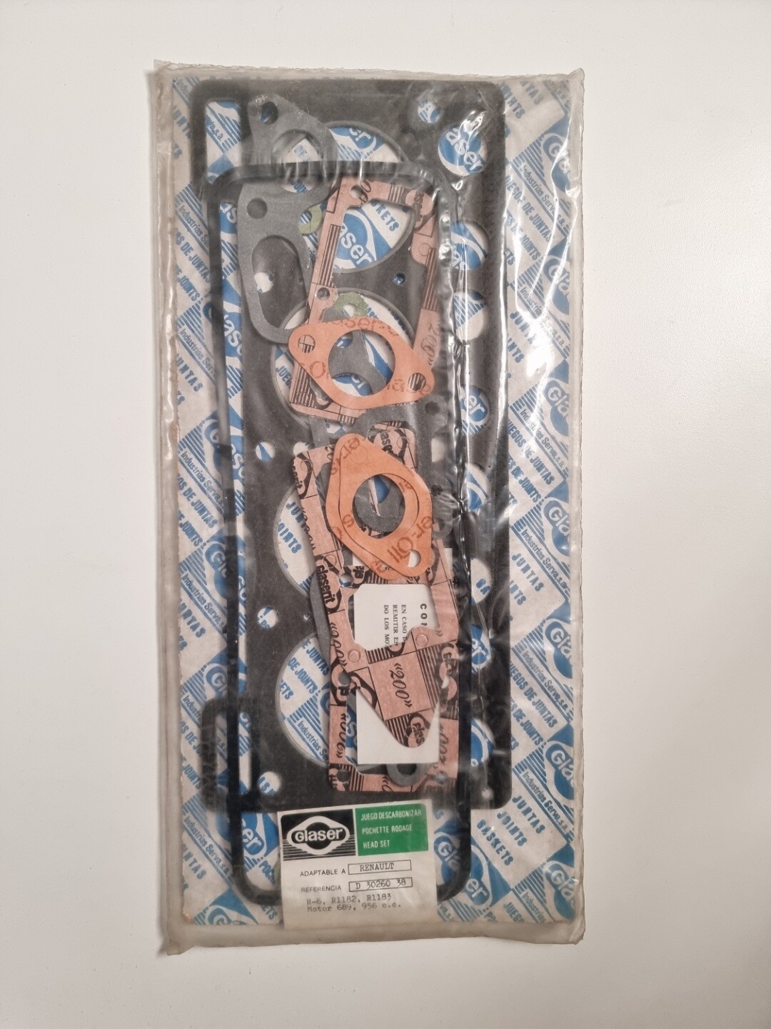 Juego juntas descarbonizacion RENAULT 6 motor 689 956cc (glaser)