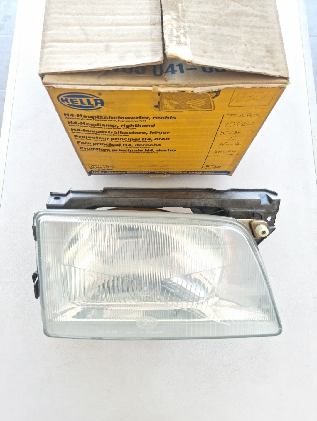 Optica faro delantero derecho OPEL KADETT 84-93 (hella H4)