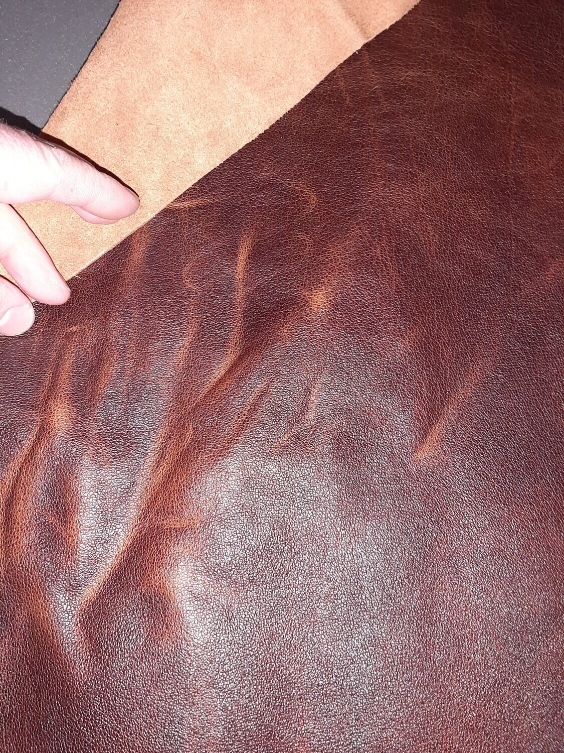 Large off cut - Leather bovine embossed brown