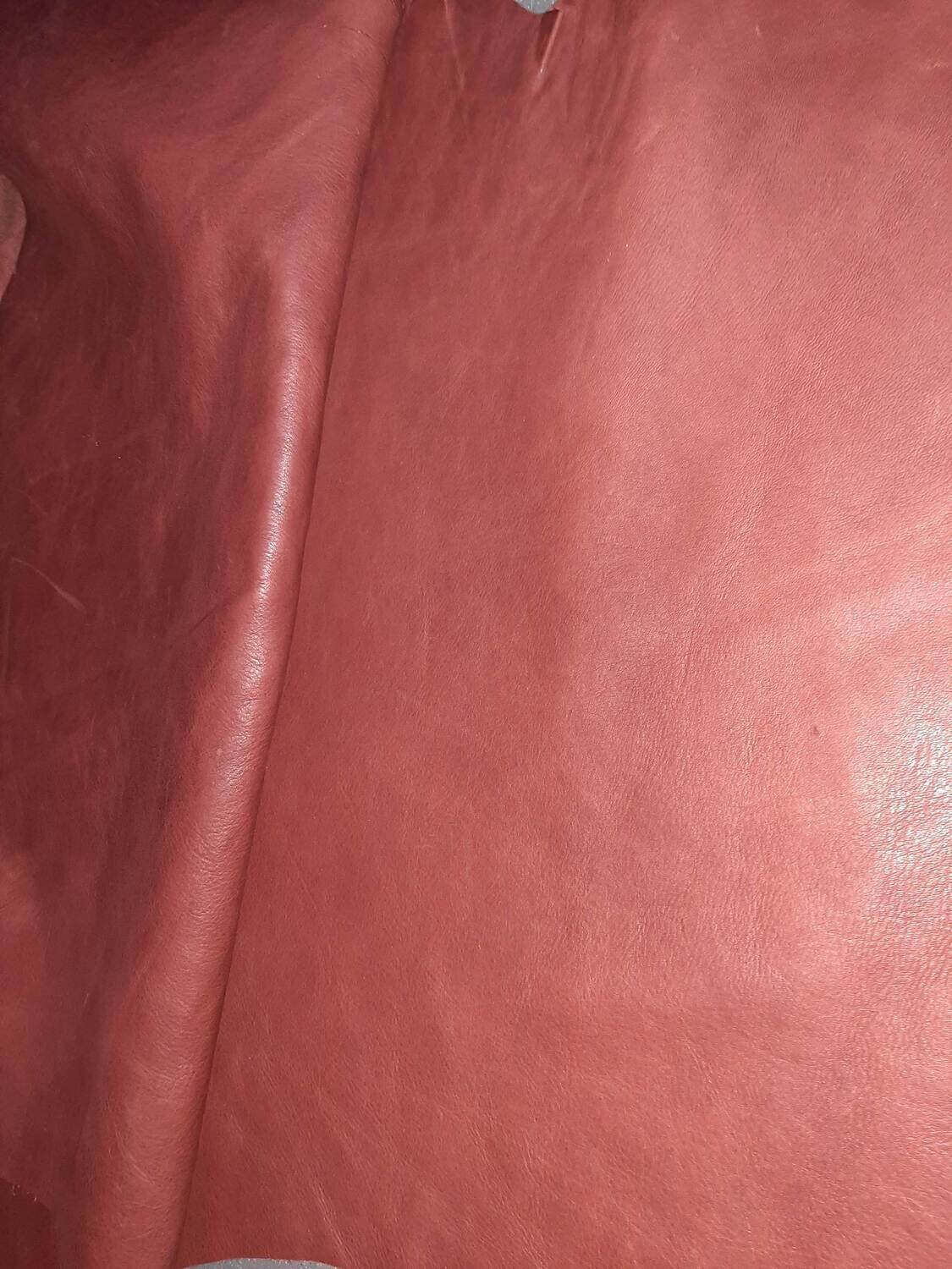 Large off cut - Leather bovine reddish brown color