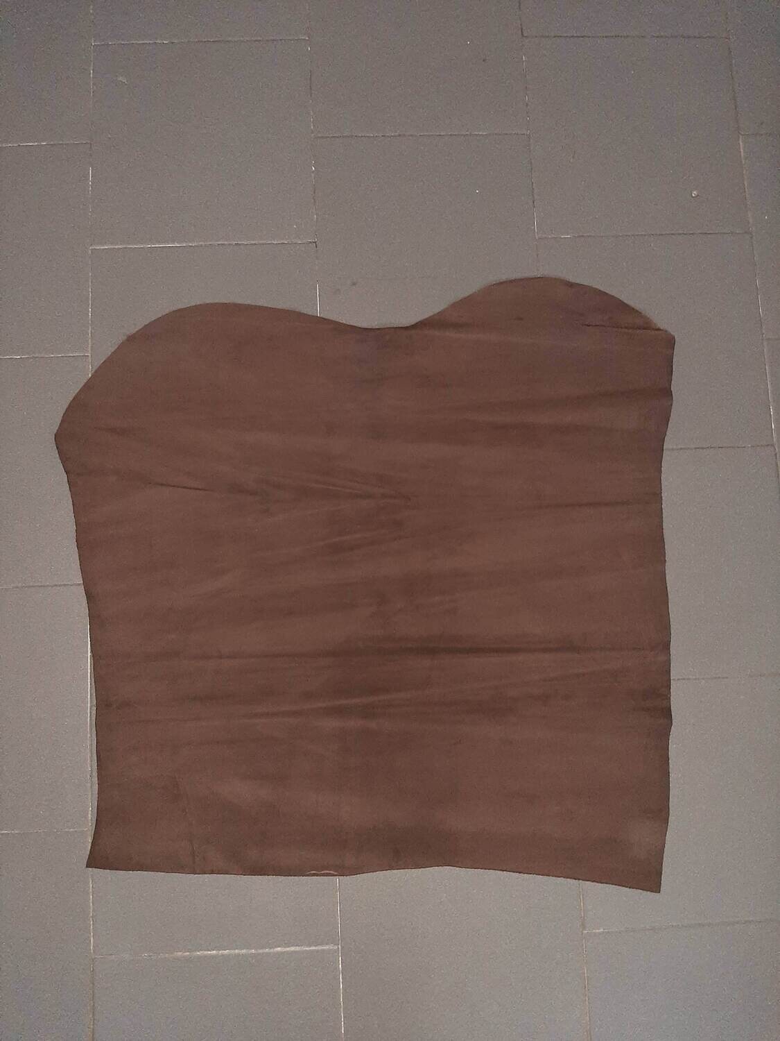 Leather suede pressed dark brown