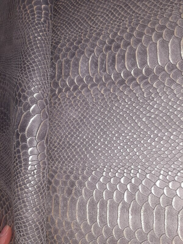Leather suede embossed grey