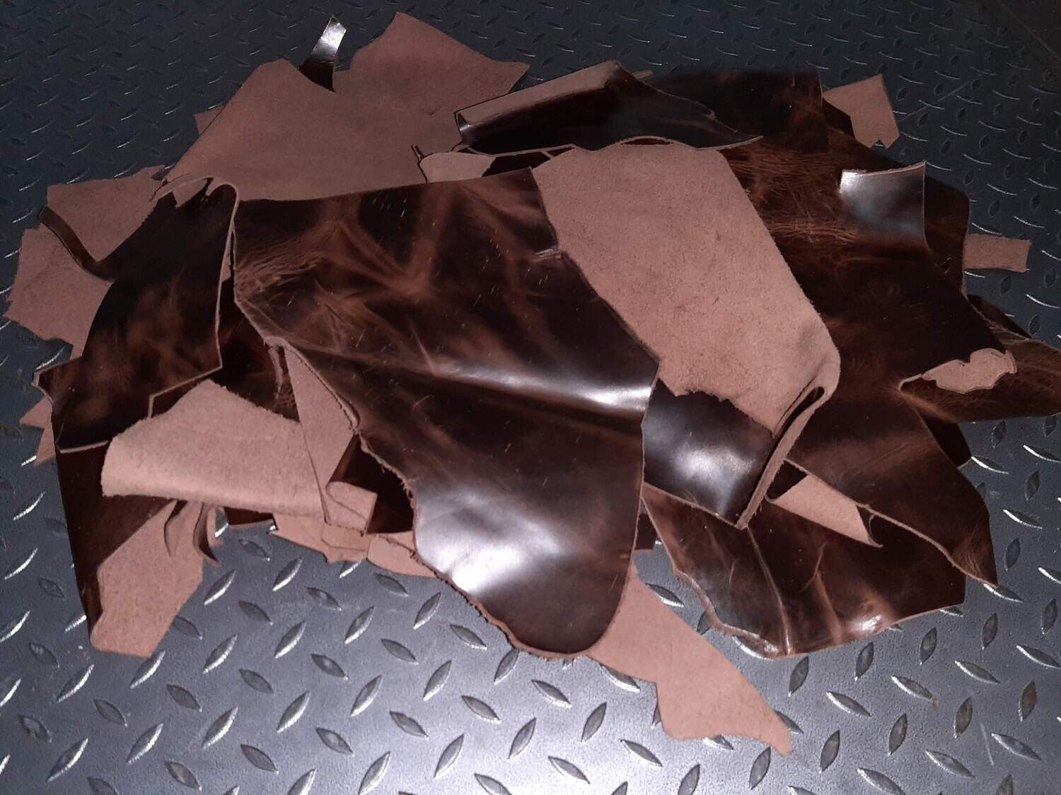 Leather scraps brown