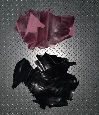 Leather scraps burgundy and black