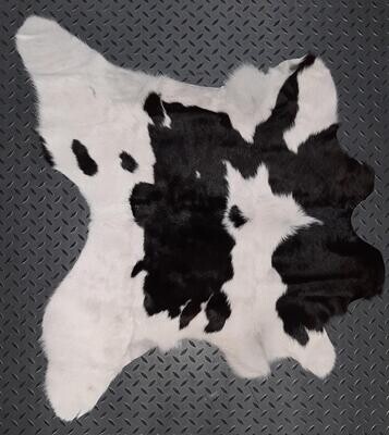Calf leather with fur, white and black color