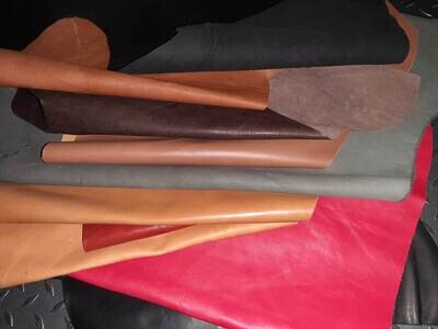 11 Large off cuts leather various colors - pack 2.8 kg