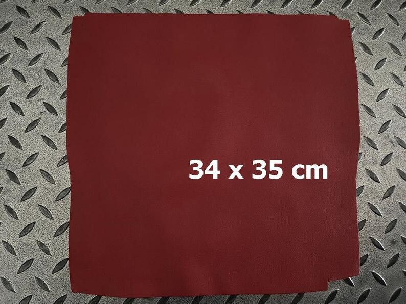 Leather pieces red color 34 x 35 cm