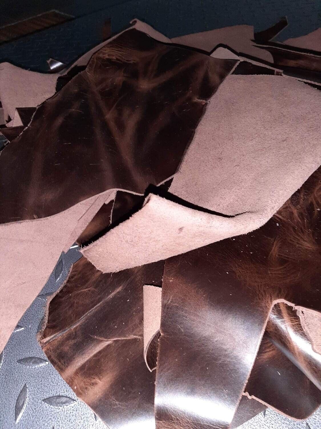 Leather scraps brown