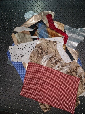 Leather scraps with fantasi several colors