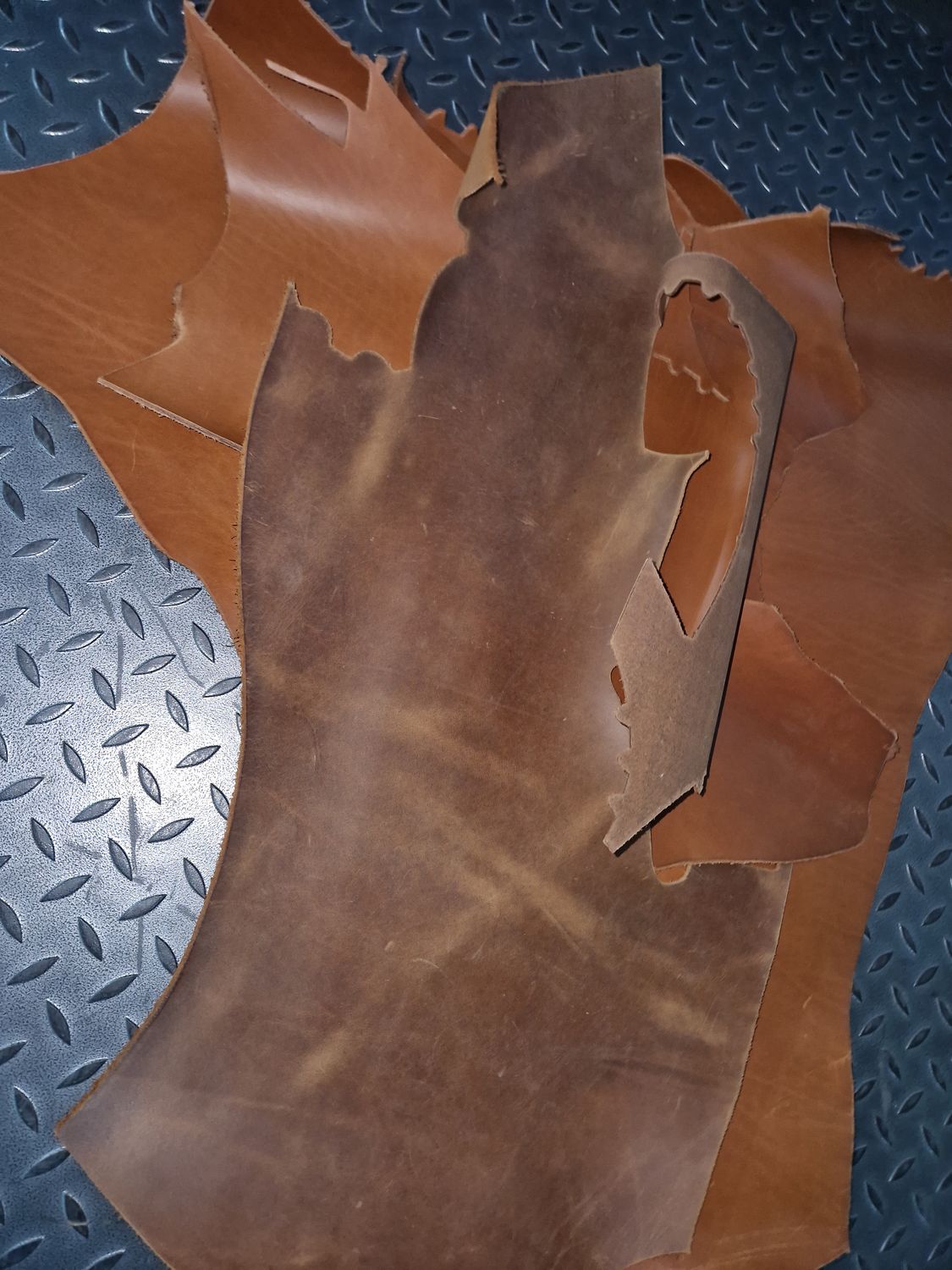 Leather scraps thick camel