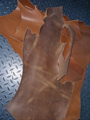 Leather scraps thick camel