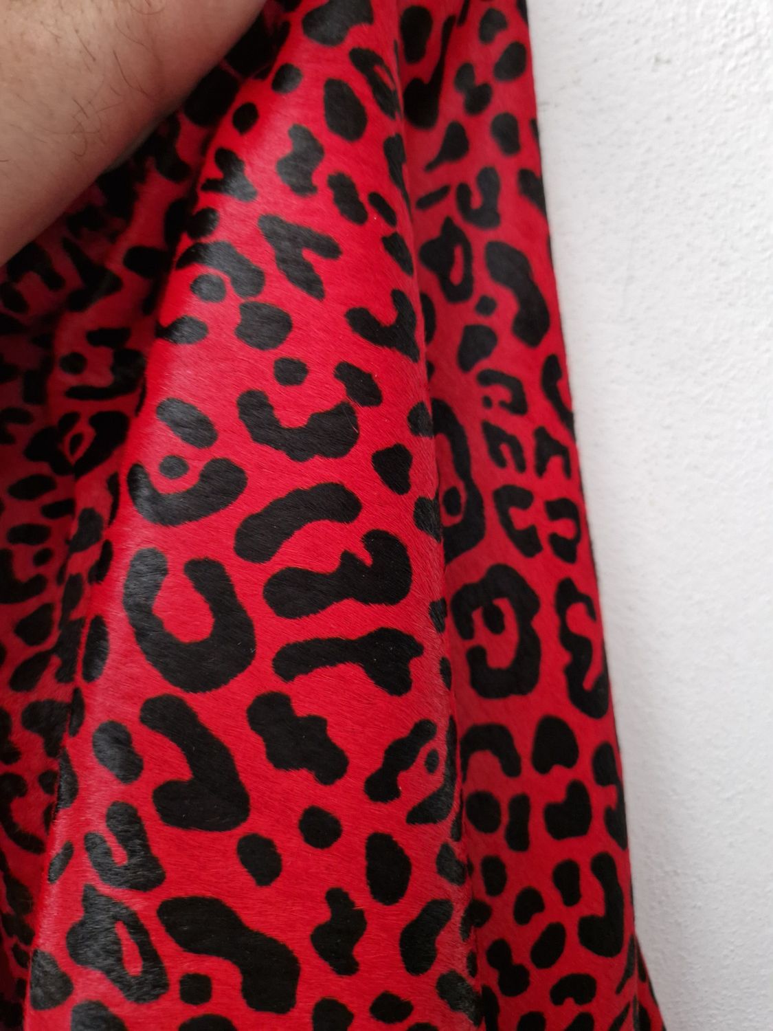 Leather horse with hair color red, pattern tigress