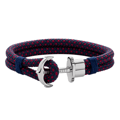 Paul Hewitt Ankerarmband Phrep Silber Nylon Marineblau Rot