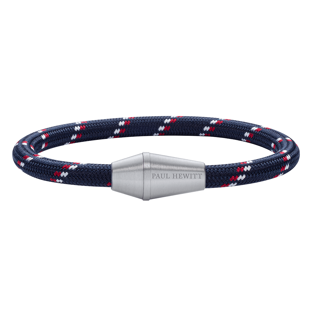 Paul Hewitt Armband Conic Silber Nylon Marineblau Rot Weiß