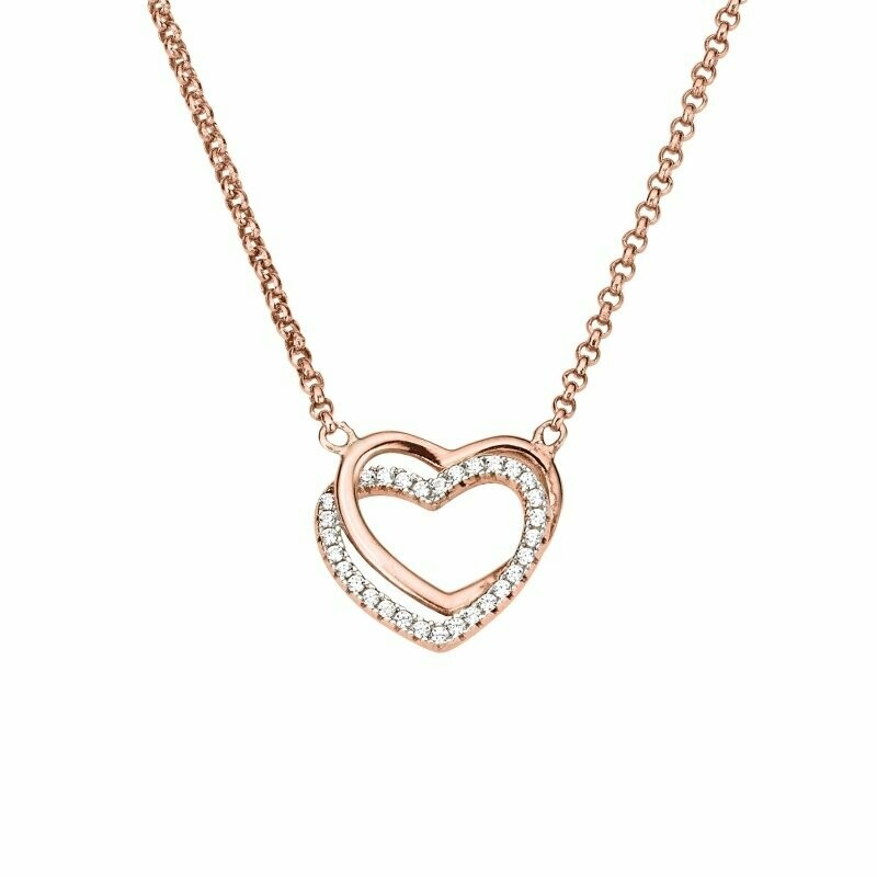 Silber Collier mit Herz rosé