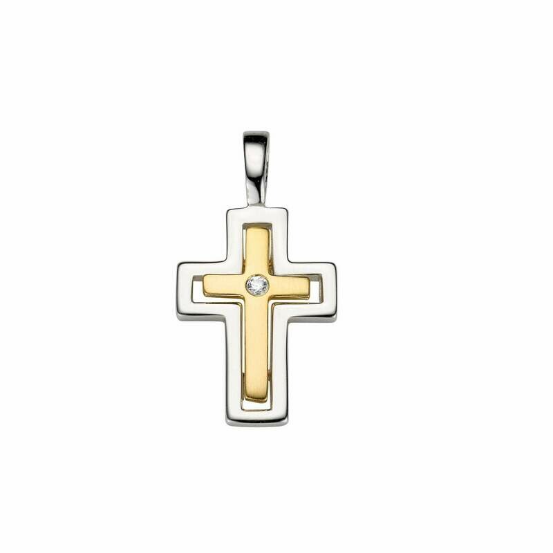 Anhänger Kreuz Silber rhodiniert
