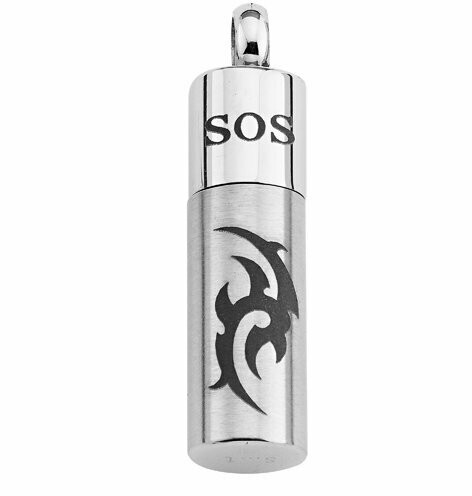 Anhänger Edelstahl SOS-Kapsel