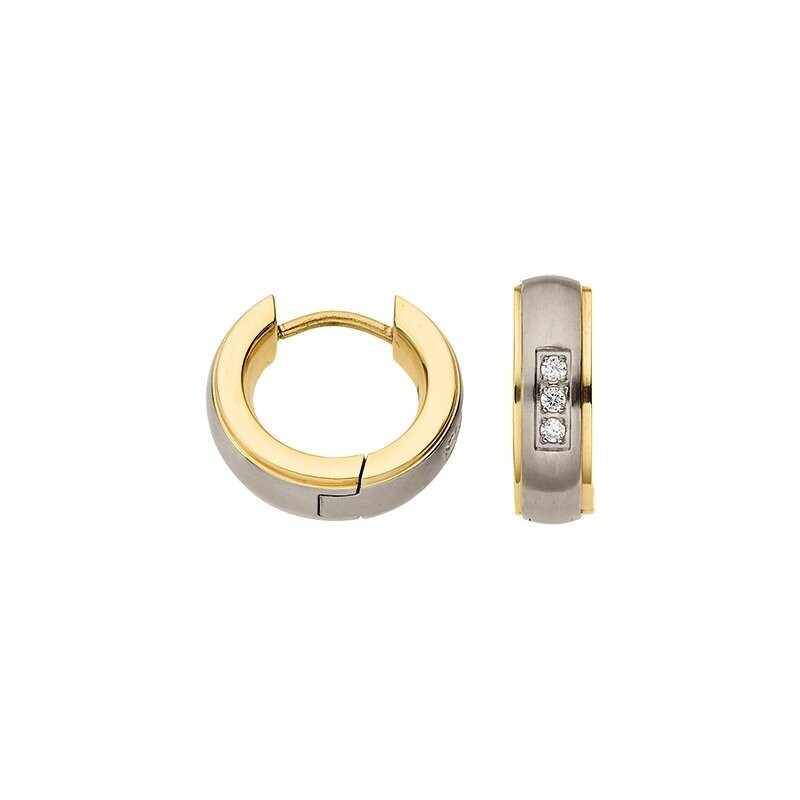 Creolen Titan mattiert und poliert gelb mit Zirkonia Creolen Titan mattiert und poliert gelb mit Zirkonia
