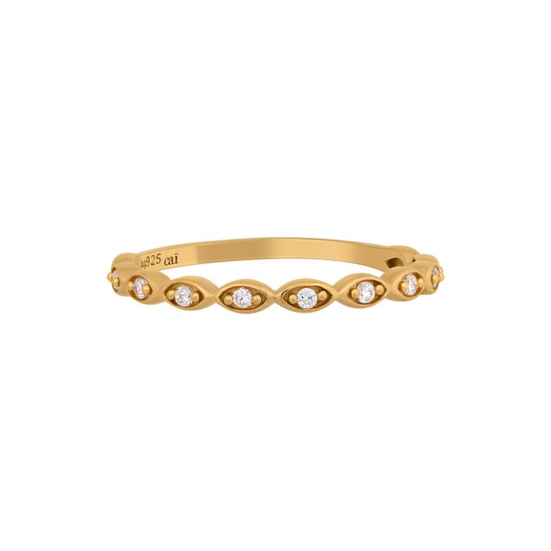 cai Ring 925/- Sterling Silber vergoldet Zirkonia Stacking