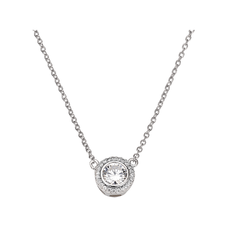 Silber Collier mit Zirkonia