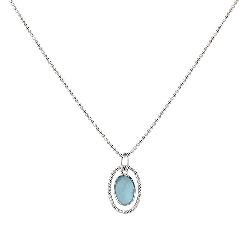 Silber Collier mit Quarz, hellblau