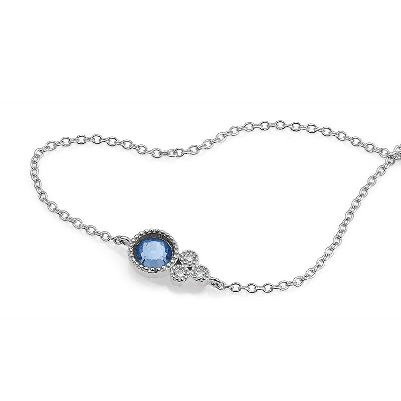 Armband Silber rhodiniert Zirkonia blau