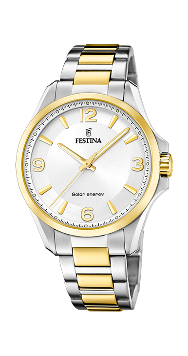 Festina Herrennuhr Edelstahl  bicolor Solar Energy