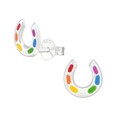 Janusch Ohrstecker Hufeisen Regenbogenfarben 925 Silber Janusch Ohrstecker Hufeisen Regenbogenfarben 925 Silber