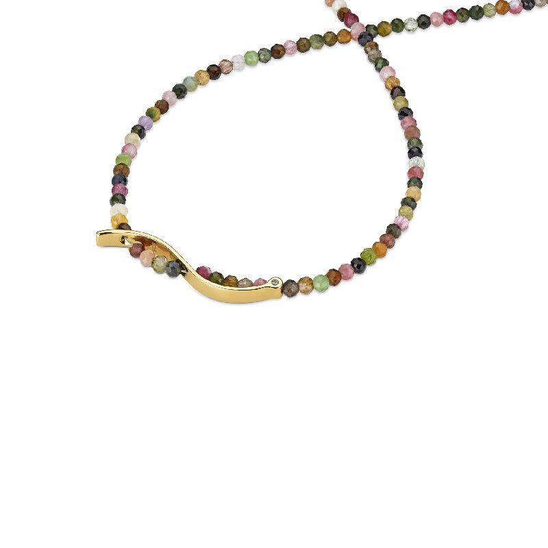 Damencollier Silber vergoldet mit Turmalin