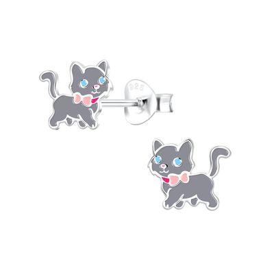 Janusch Ohrstecker tapsiges Kätzchen grau weiss 925 Silber Janusch Ohrstecker tapsiges Kätzchen grau weiss 925 Silber