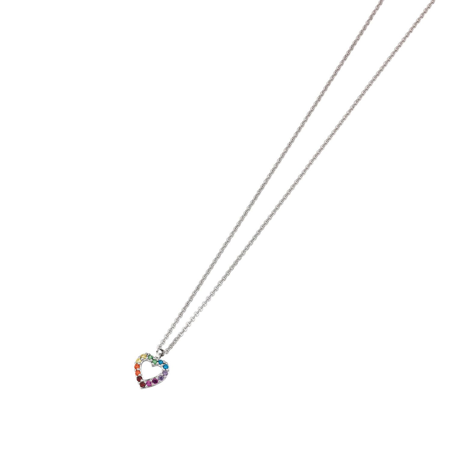 Silber Collier mit Herz | Zirkonia multicolor