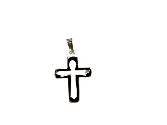 Anhänger Kreuz Silber rhodiniert massiv
