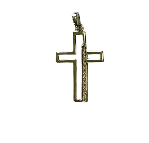 Anhänger Kreuz Silber rhodiniert Zirkonia