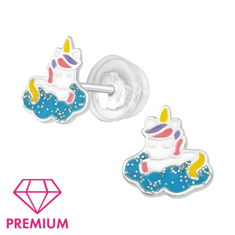 Janusch Ohrstecker Einhorn auf Wolke PREMIUM 925 Silber e-coated