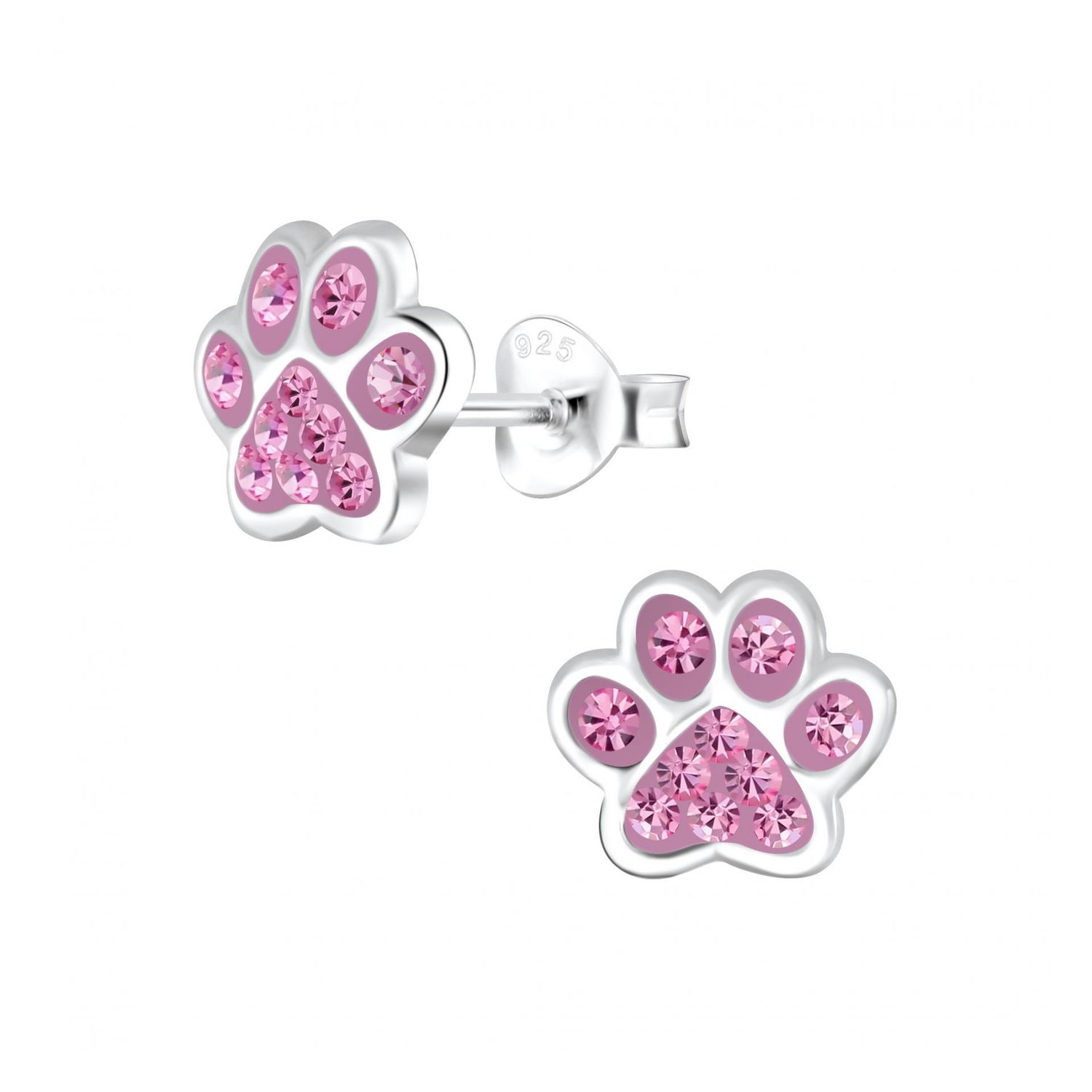 Janusch Ohrstecker Tatze FUCHSIA 925 Silber