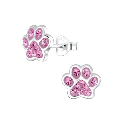 Janusch Ohrstecker Tatze FUCHSIA 925 Silber