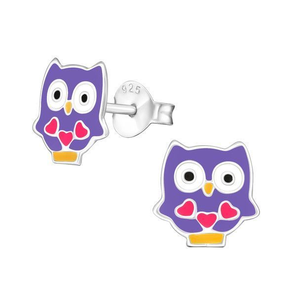 Janusch Ohrstecker lila Eule Herzen 925 Silber Janusch Ohrstecker lila Eule Herzen 925 Silber