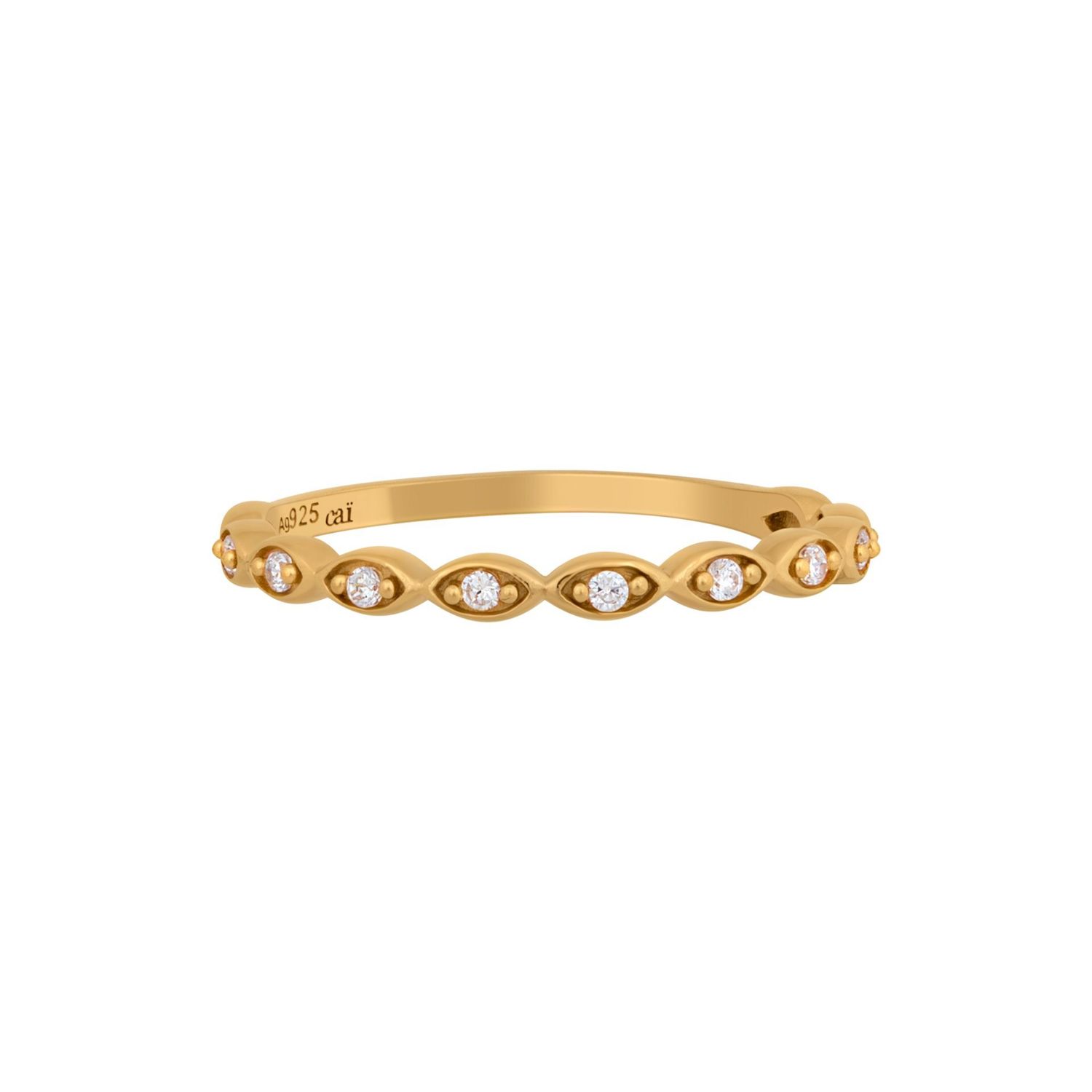 cai Ring 925/- Sterling Silber vergoldet Zirkonia Stacking
