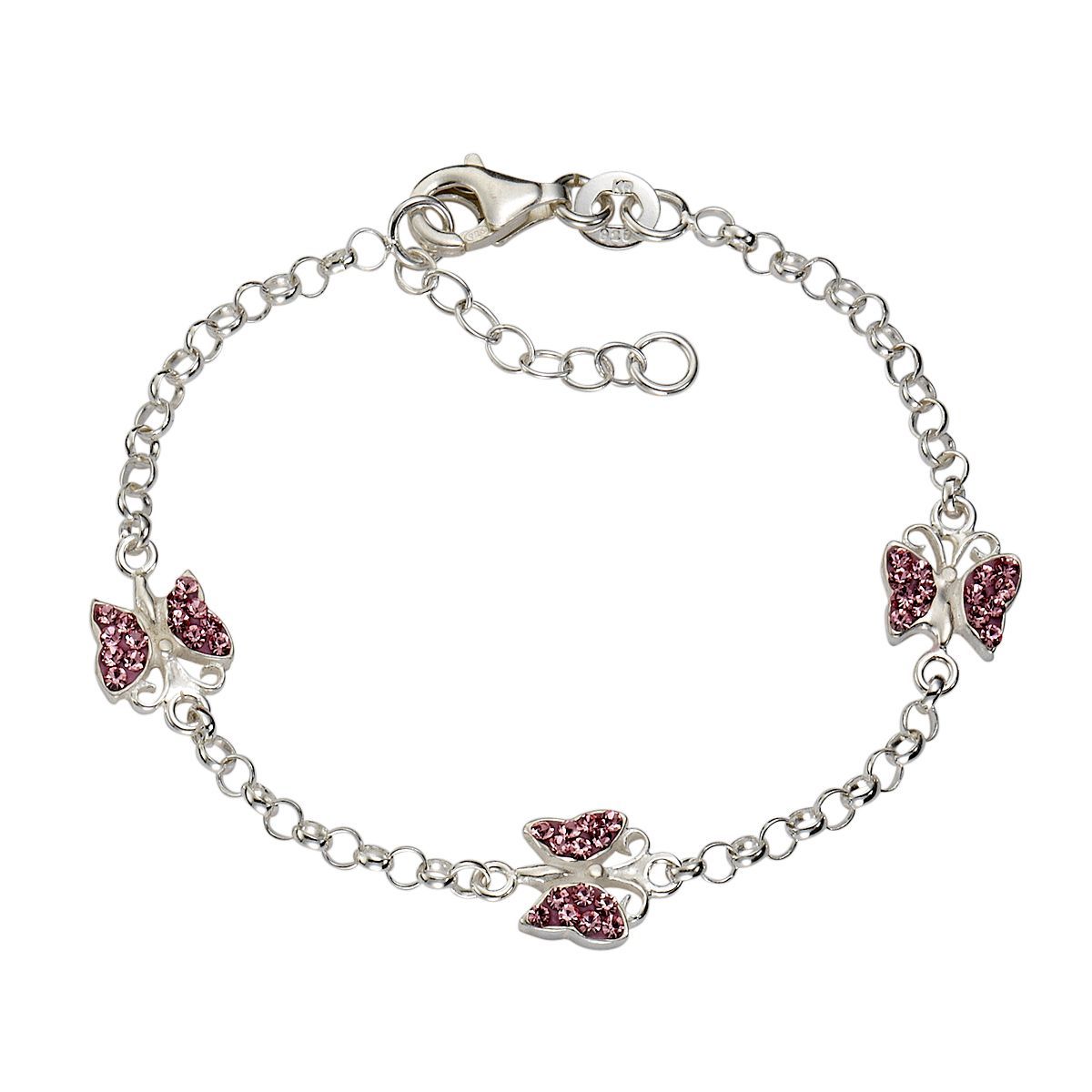 Armband Kinder Erbskette 925/- Sterling Silber 14/16cm Kristall