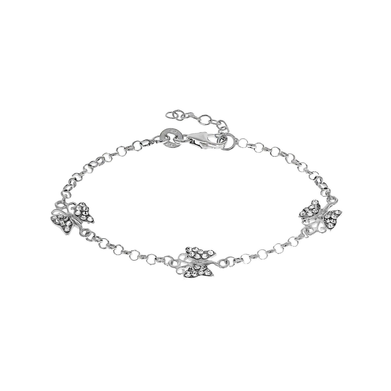 Armband Kinder Erbskette 925/- Sterling Silber 14/16cm Kristall