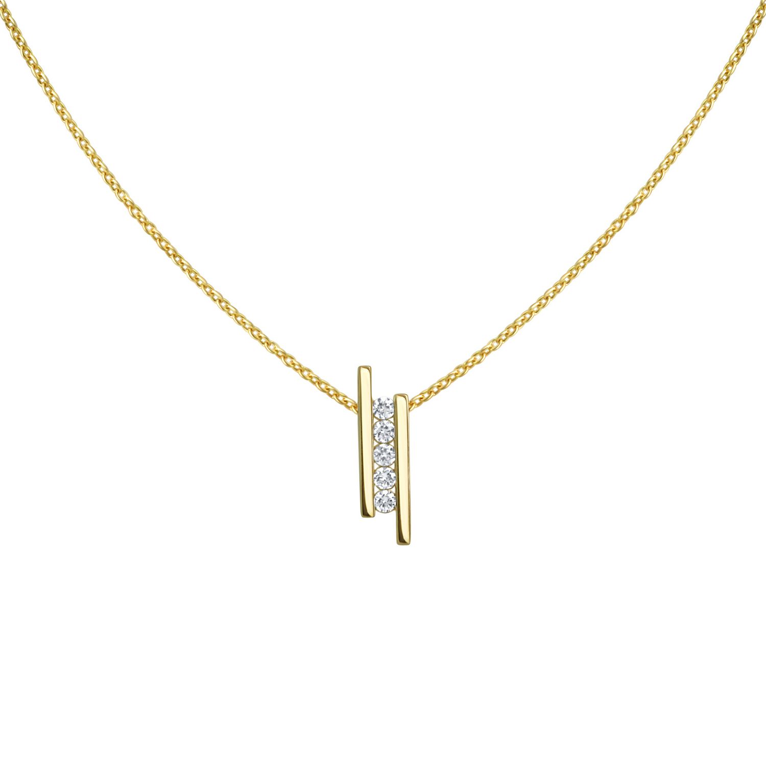 Halskette 925/- Sterling Silber vergoldet 42+3cm Zirkonia