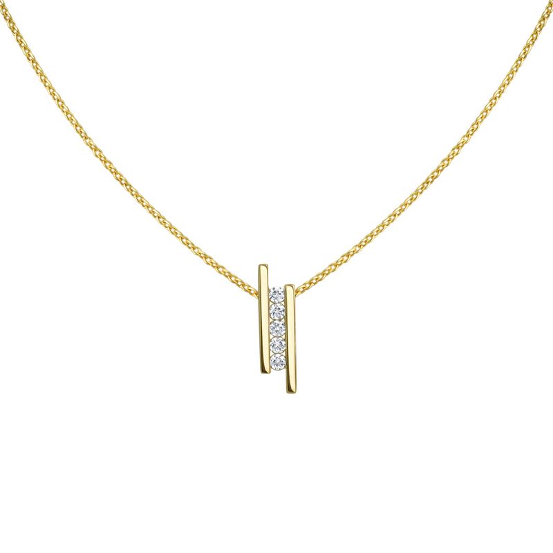 Halskette 925/- Sterling Silber vergoldet 42+3cm Zirkonia