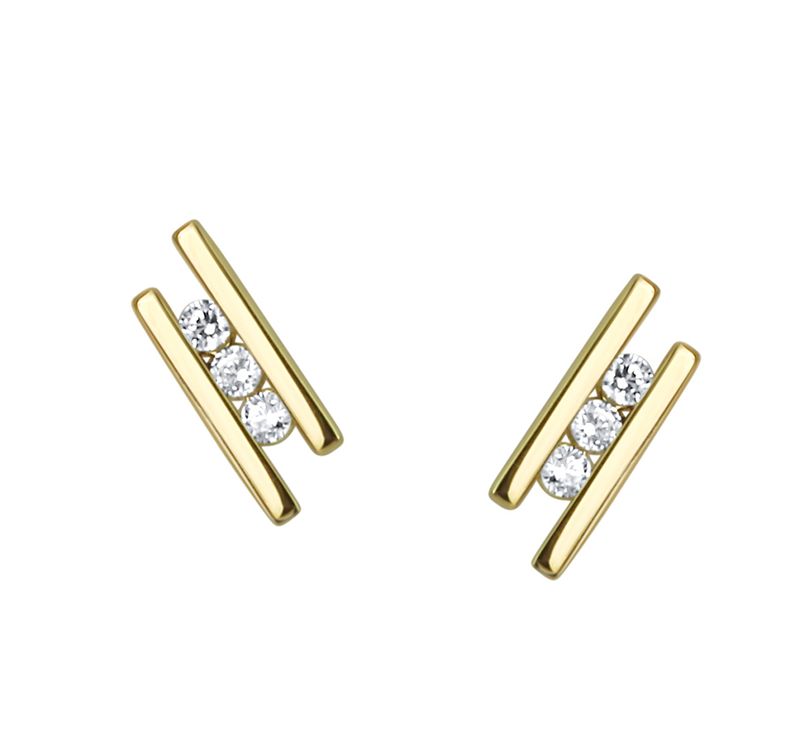 Ohrstecker 925/- Sterling Silber vergoldet Zirkonia