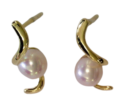 Creolen Silber 925 gelb mit Perle